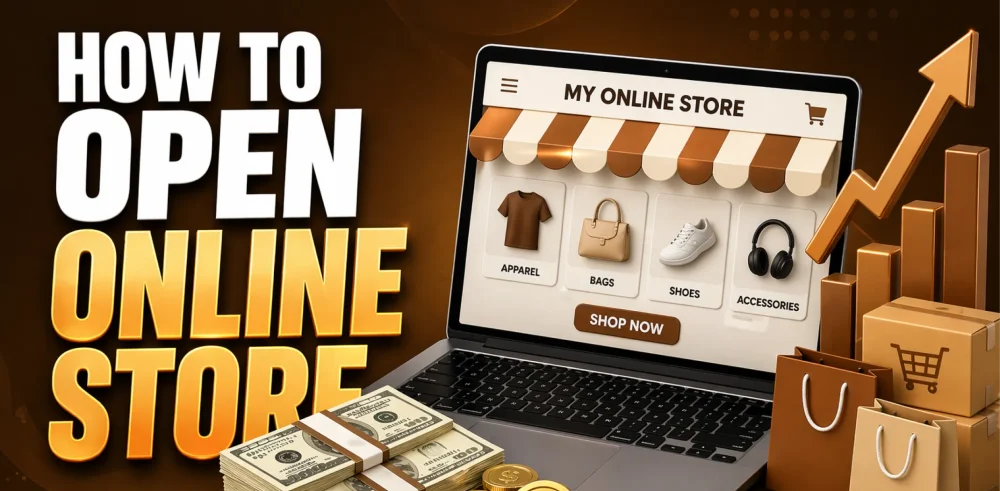 Featured image for an article on how to open an online store