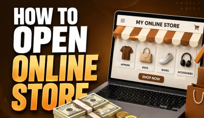 Featured image for an article on how to open an online store