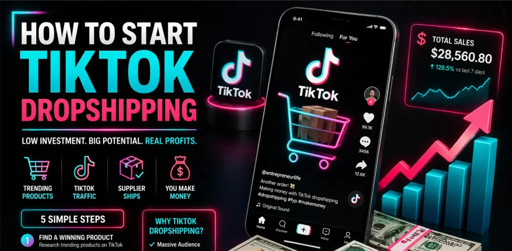 Featured image for an article on how to start TikTok dropshipping