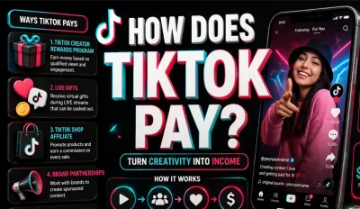 Featured image for an article answering the question "how does TikTok pay?"