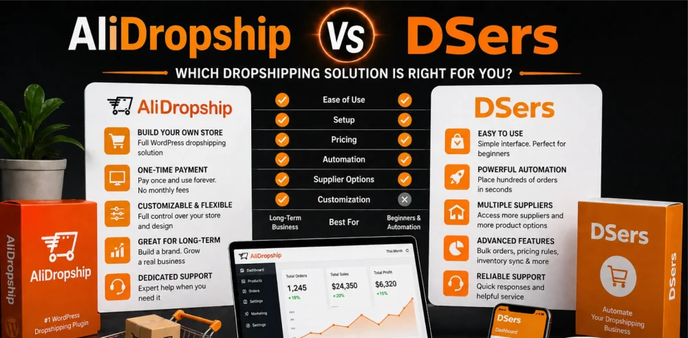 Featured image for an article comparing AliDropship vs DSers