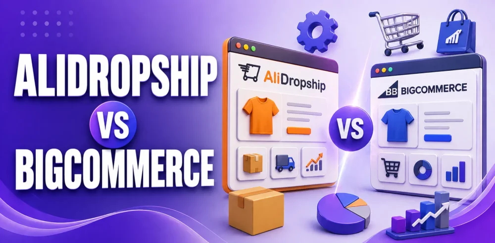 Featured image for an article comparing AliDropship vs BigCommerce