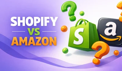 Featured image for an article comparing Shopify vs Amazon