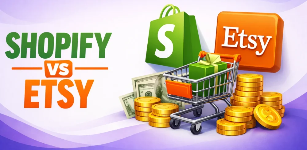 Featured image for an article on Shopify vs Etsy comparison