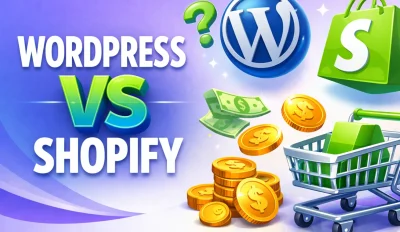 Featured image for an article comparing Shopify vs WordPress
