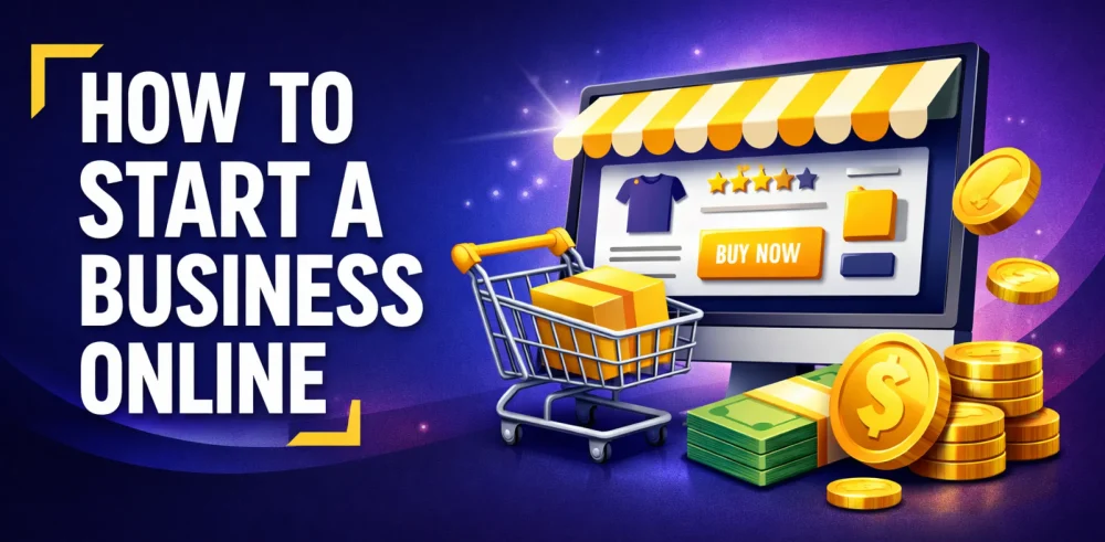 Featured image for an article on how to start a business online