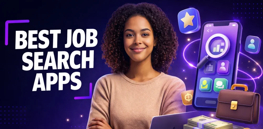 Featured image for an article on the best job search apps