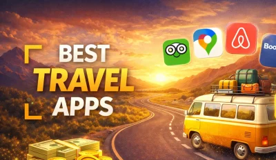 Featured image for an article on the best travel apps