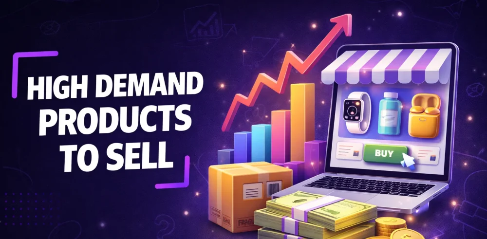 Main and featured image for an article on high demand products to sell
