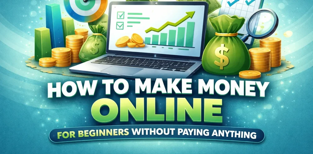 Featured image for an article on how to make money online for beginners without paying anything