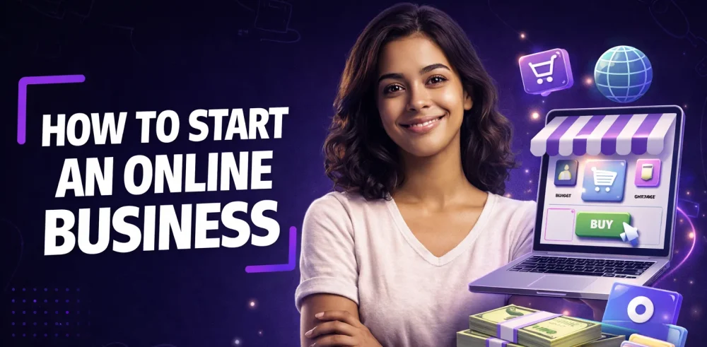 Featured image for an article on how to start an online business