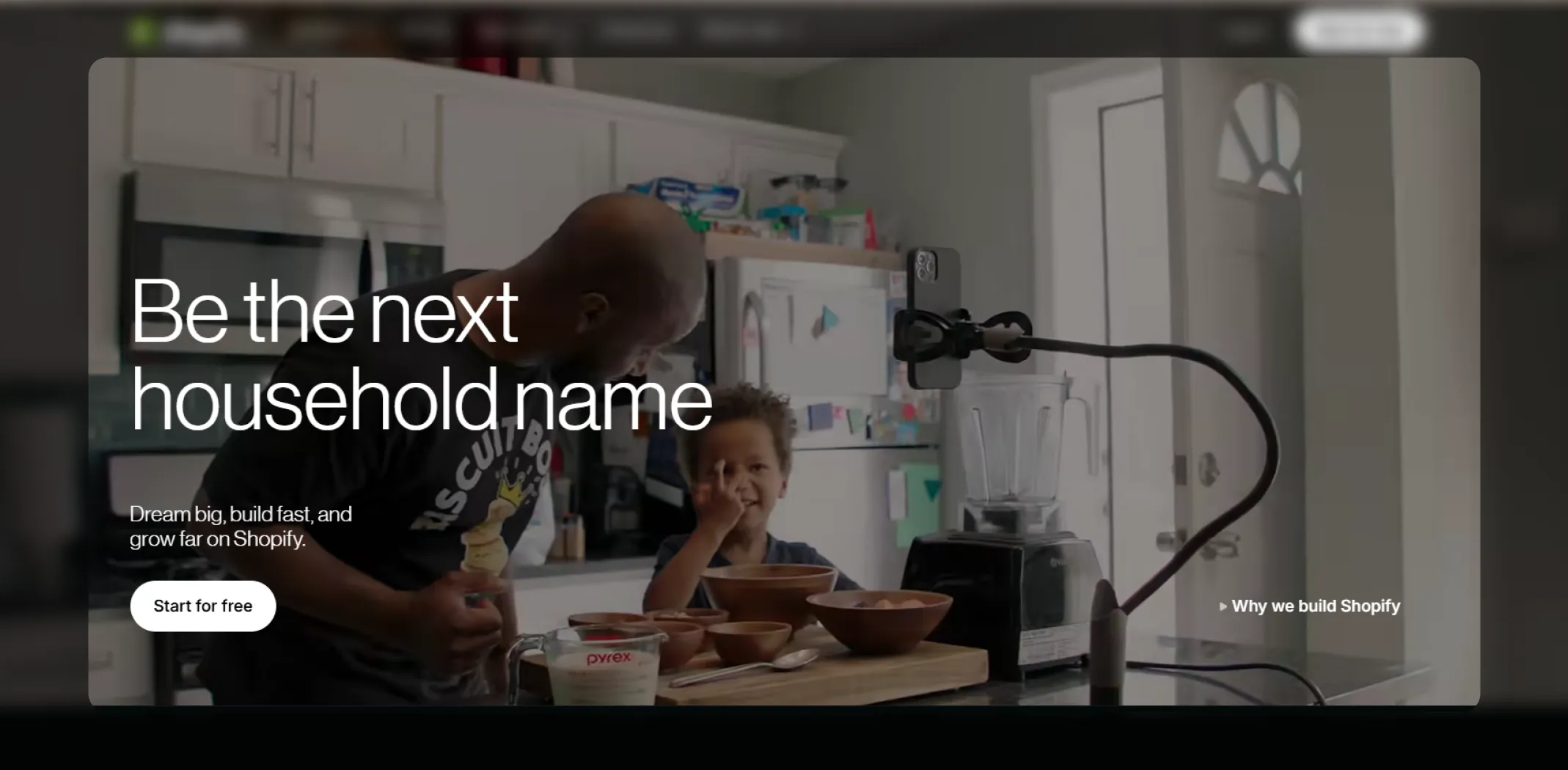 Screenshot of the Shopify ecommerce website builder homepage, used in the best ecommerce website builders guide.