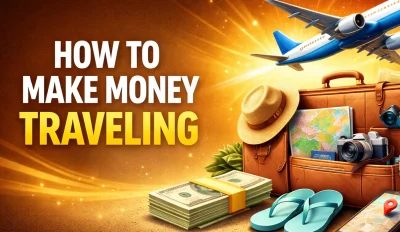 Featured image for an article on how to make money traveling