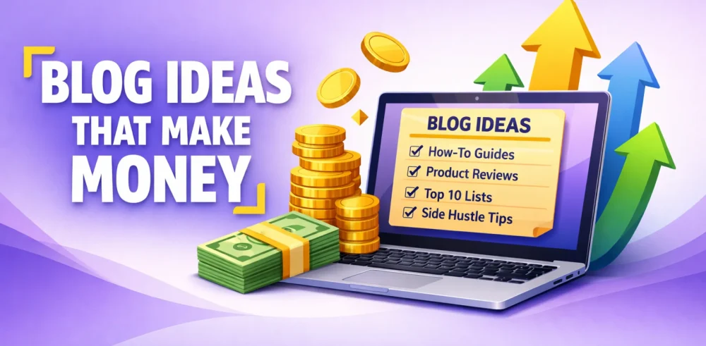 Featured image for an article on blog ideas that make money