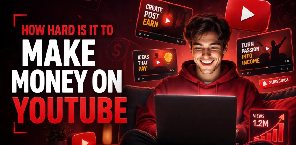Featured image for an article on how hard it is to make money om YouTube
