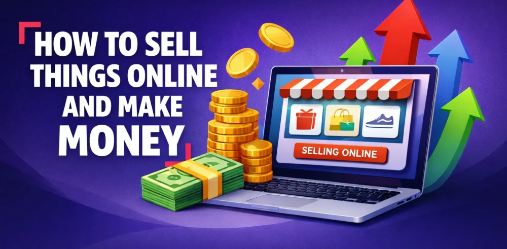 Featured image for an article on how to sell things online and make money