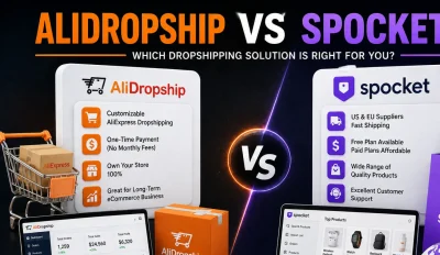 Featured image for an article comparing AliDropship vs Spocket
