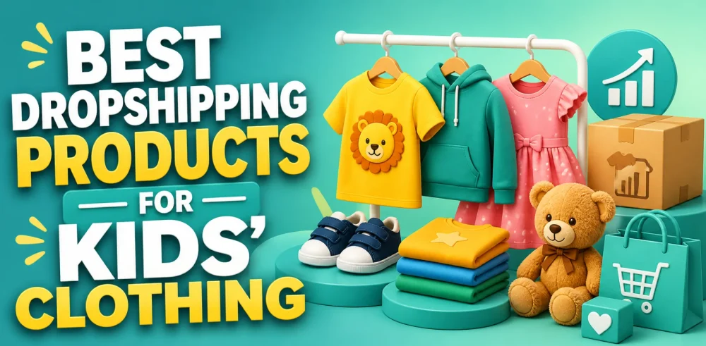 Featured image for an article about the best dropshipping products for kids' clothing