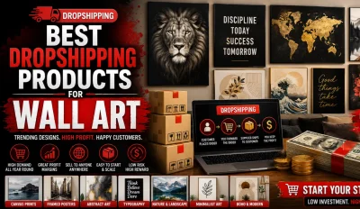 Featured image for an article about the best dropshipping products for wall art