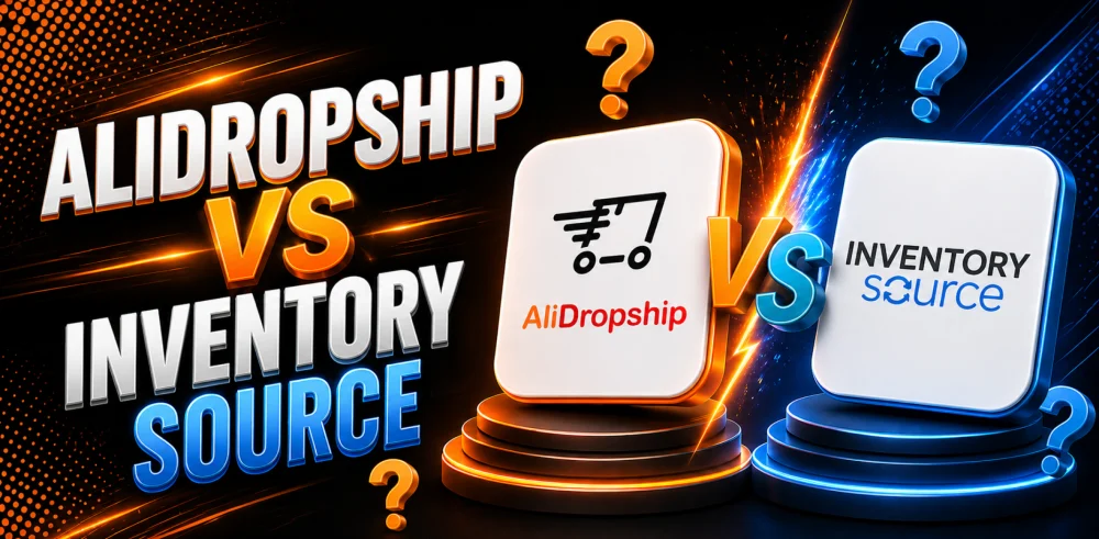 Featured image for the article with comparison of AliDropship vs Inventory Source.