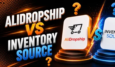 Featured image for the article with comparison of AliDropship vs Inventory Source.