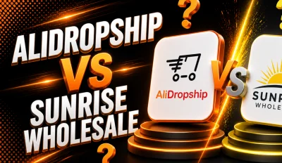 Featured image for an article with the comparison of AliDropship Vs Sunrise Wholesale.