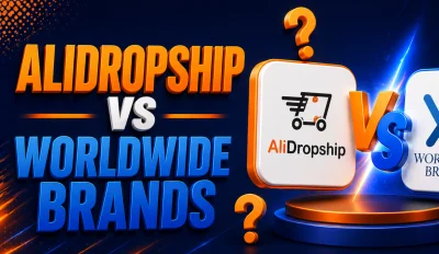 Featured image for an article with the comparison of AliDropship vs Worldwide Brands.