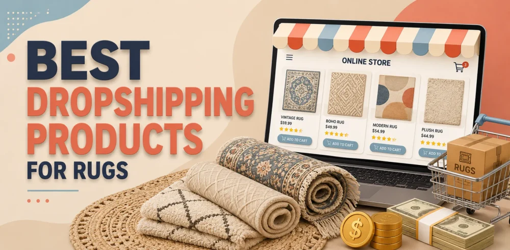 Featured image for an article about the best dropshipping products for rugs