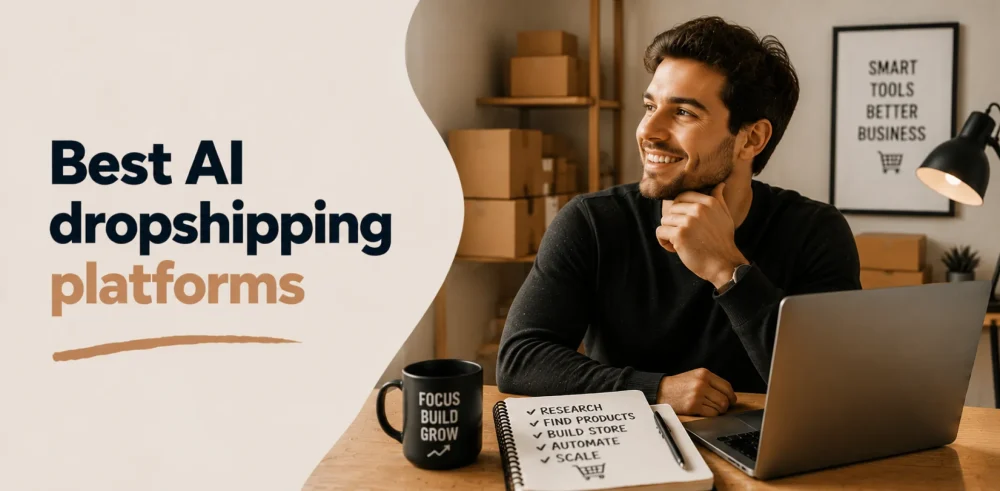 Featured image for an article about the best AI dropshipping platforms