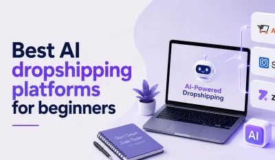Featured image for an article about the best AI dropshipping platforms for beginners